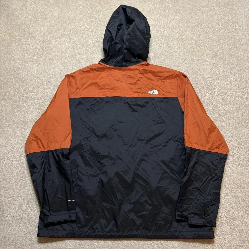 The North Face DryVent Jacket Mens 2XL Orange Black Hooded Rain Shell Waterproof